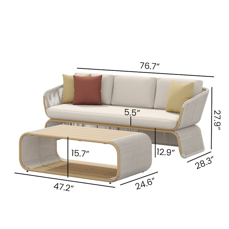 Corvus Ida 2-piece Outdoor Wicker Sofa with Coffee Table