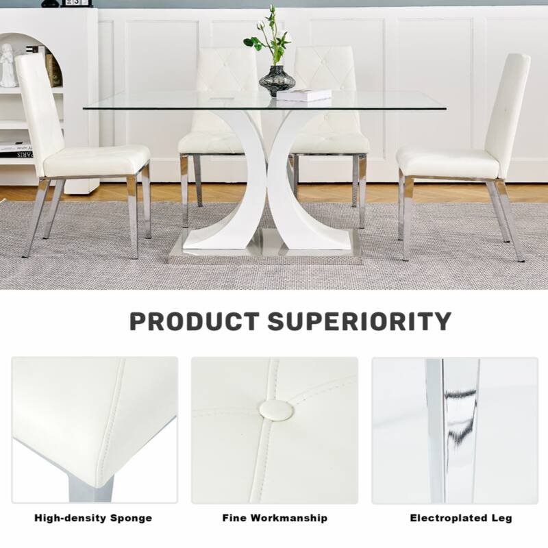 Modern simple light luxury dining chair Home bedroom stool back PU electroplated chair legs (set of 2)