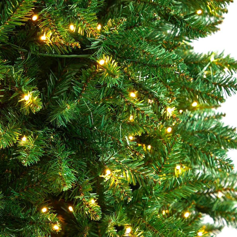 12ft. Slim Pine Artificial Christmas Tree with 1100 Clear LED Lights & 3235 Tips - Grand Seasonal Holiday X-Mas Display