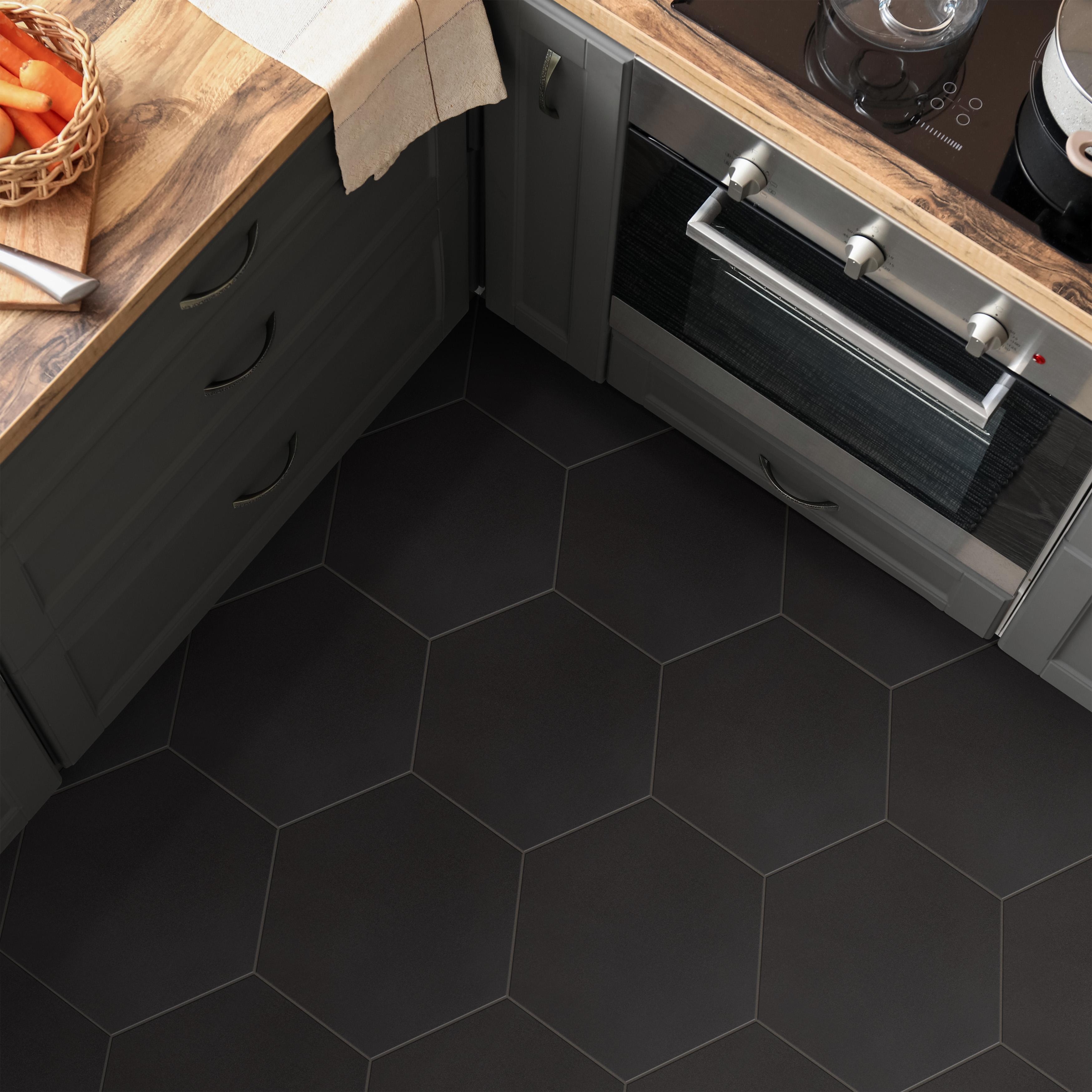 Merola Tile Textile Basic Grand Hex Black 19