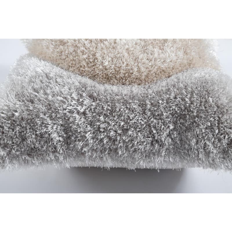 Mateos Shag Collection Abstract Shag Pillow, 20 x 20 - Beige/Gray