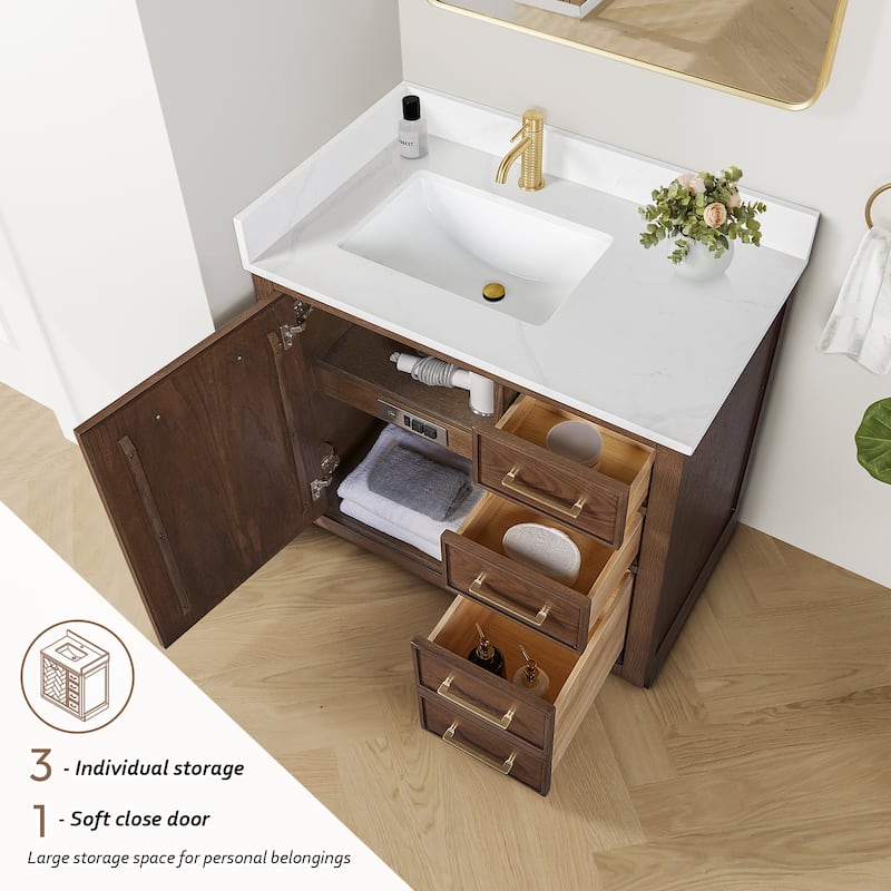 Jakarta Bath Vanity with Quartz Stone Top without Mirror