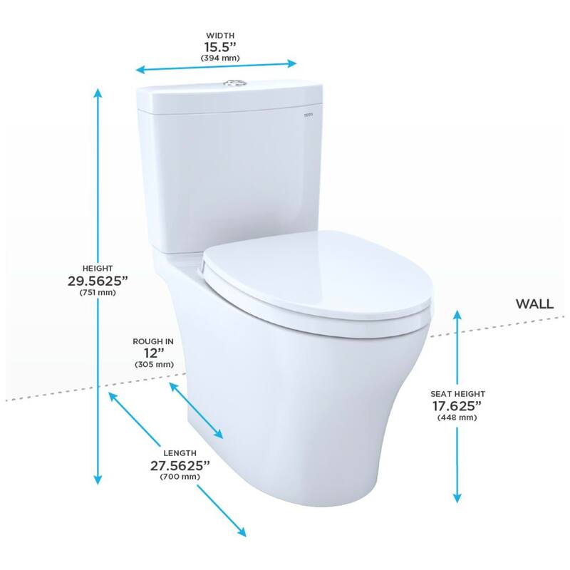 Toto MS446124CEMFGN#01 Aquia IV 0.9 / 1.28 GPF Dual Flush Two Piece Elongated Chair Height Toilet