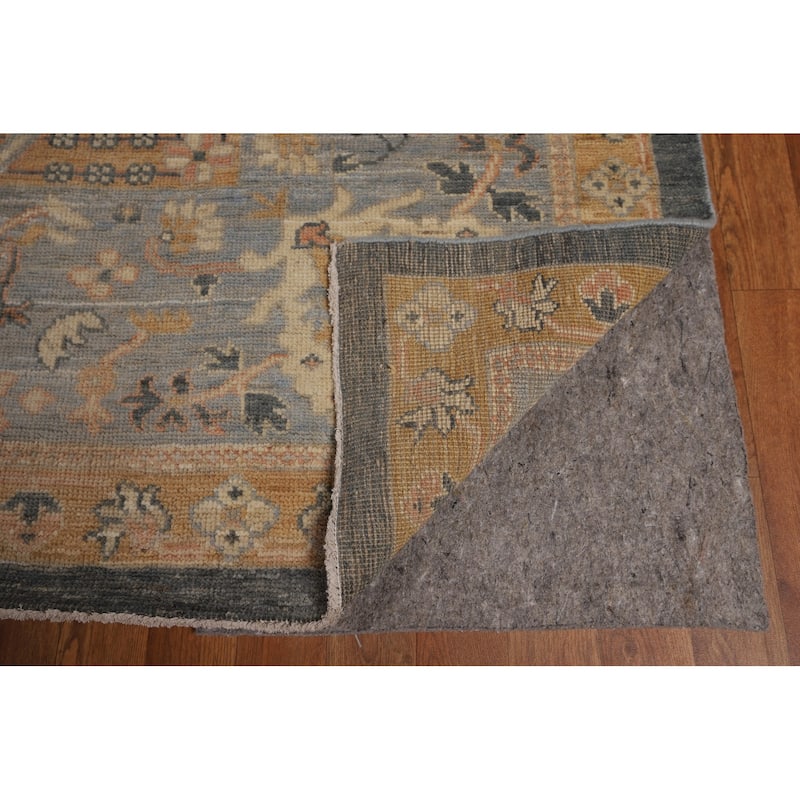 Vegetable Dye Floral Oushak Turkish Large Rug Handmade Wool Carpet - 11'11"x 14'7"