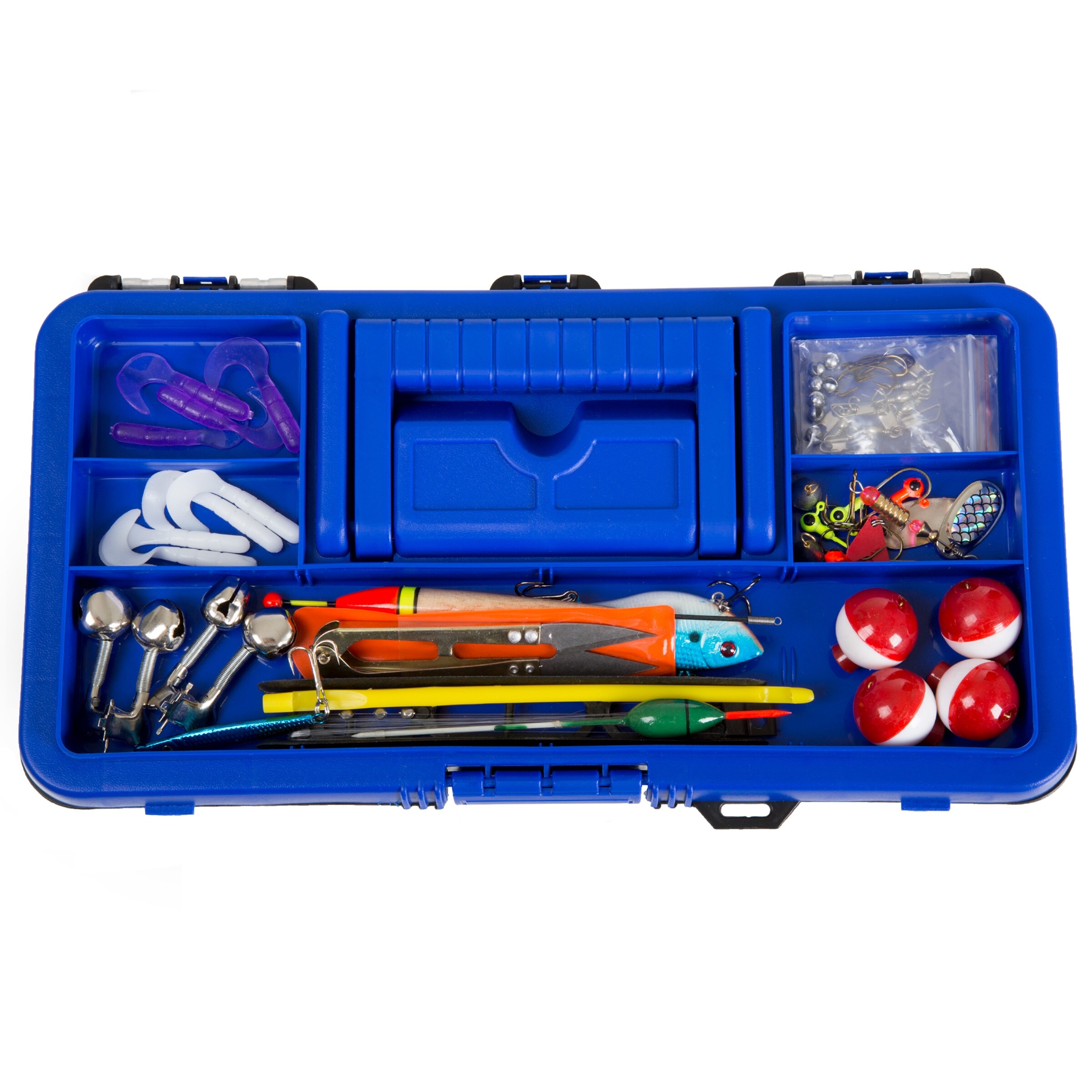 55-Piece Fishing Tackle Set - Tackle Box Includes Sinkers, Hooks, Lures, Bobbers, Swivels, Fishing Line by Wakeman (Blue) - N/A - Bed Bath & Beyond - 39317361 55-Piece Fishing Tackle Set - Tackle Box Includes Sinkers, Hooks, Lures, Bobbers, Swivels, Fishing Line by Wakeman (Blue) - N/A - Bed Bath & Beyond - 39317361