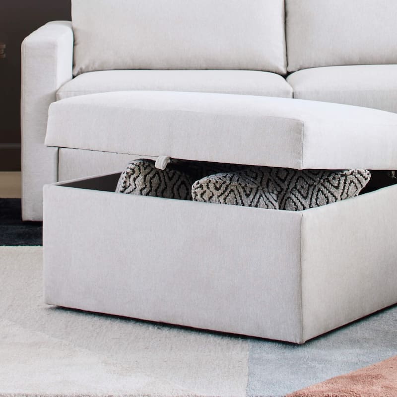 Flex Taupe Fabric Ottoman with Storage