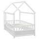 preview thumbnail 9 of 9, House Bed Twin Size Floor Bed with Fence Railings, Montessori Bed Frame, Wood Playhouse Beds for Kids Girls Boys, White