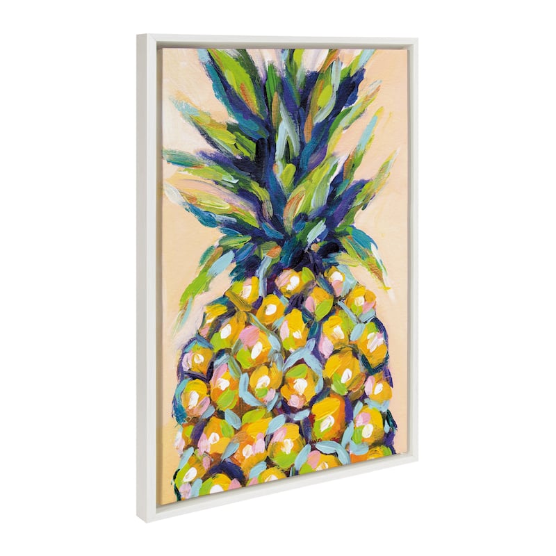 Kate and Laurel Sylvie Pineapple Framed Canvas by Rachel Christopoulos - 23x33 - Plastic - White