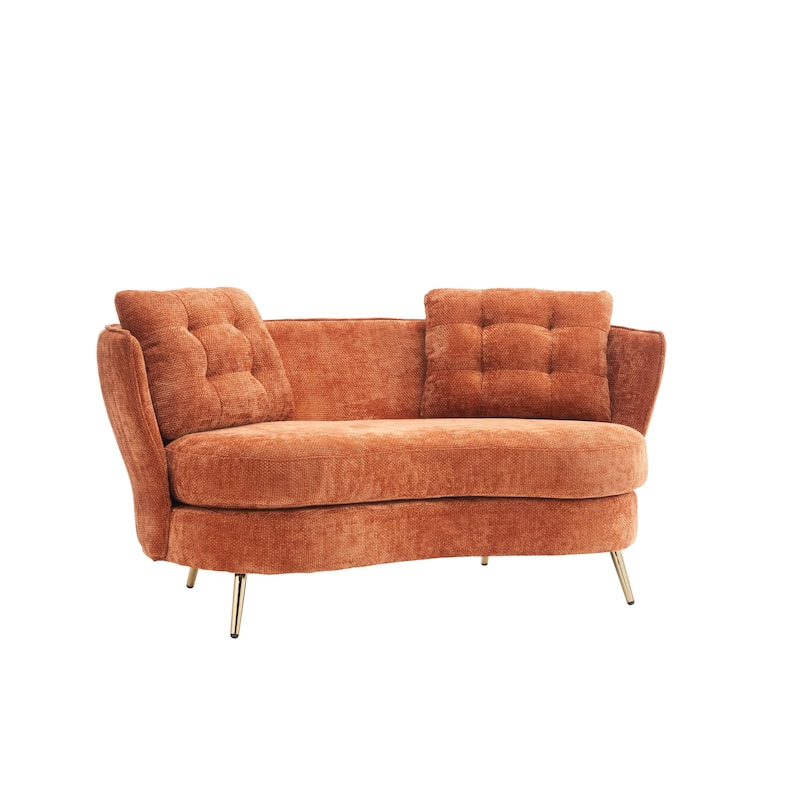 Upholstered Loveseat Sofa Chair with Golden Metal Legs