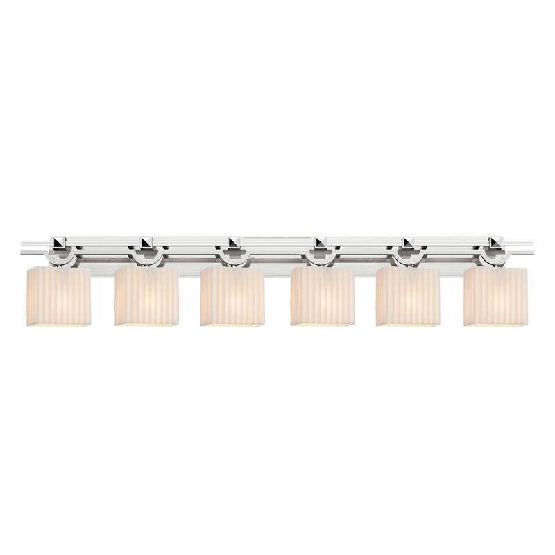 Porcelina Argyle 6-Light Polished Chrome Bath Bar, Pleats Rectangle Shade