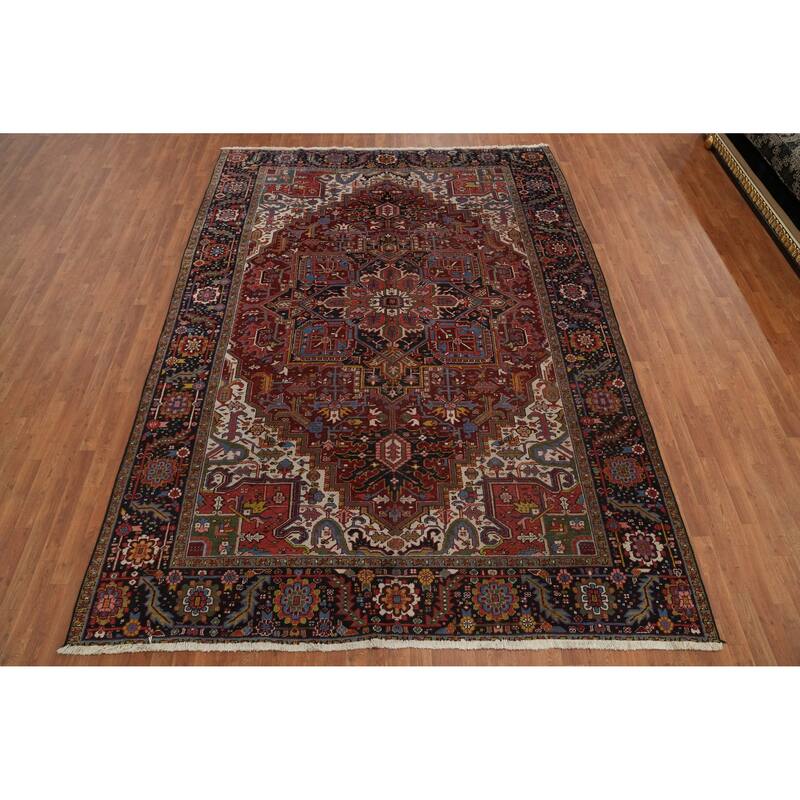 Hand Knotted Oriental 100% Wool Carpet Traditional Medallion Red Heriz Area Rug - 11' 8'' X 8' 6''