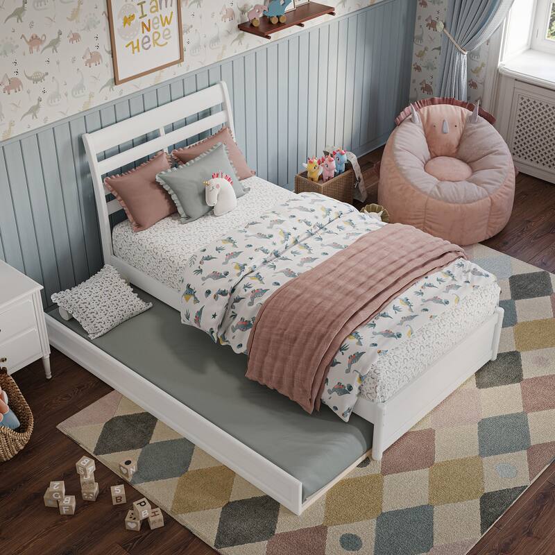 Emelie Platform Bed with Panel Footboard and Twin Trundle