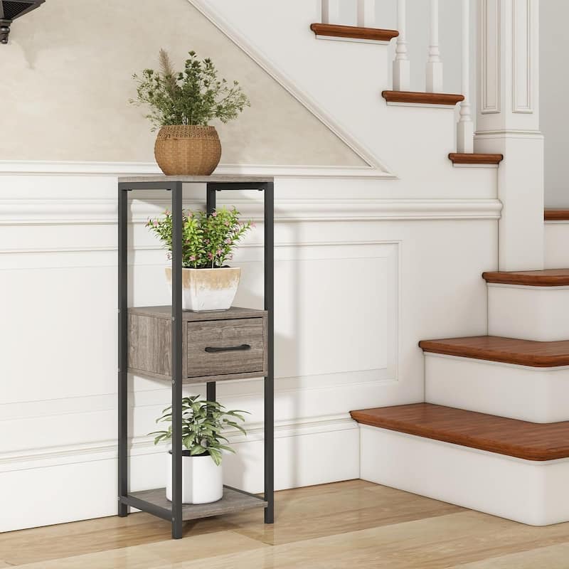 1/2pcs 3 Tier Tall Plant Stand Corner Plant Holder w/ Drawer