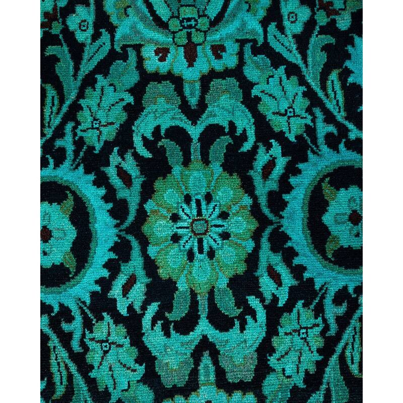 Overton Hand Knotted Wool Vintage Inspired Modern Contemporary Overdyed Green Area Rug - 9' 10" x 13' 7"