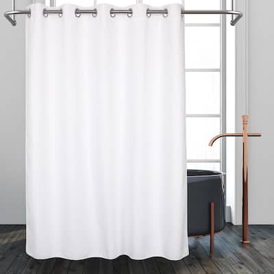 Boho Farmhouse Shower Curtain, 72x72, Burnt Orange, Linen Striped