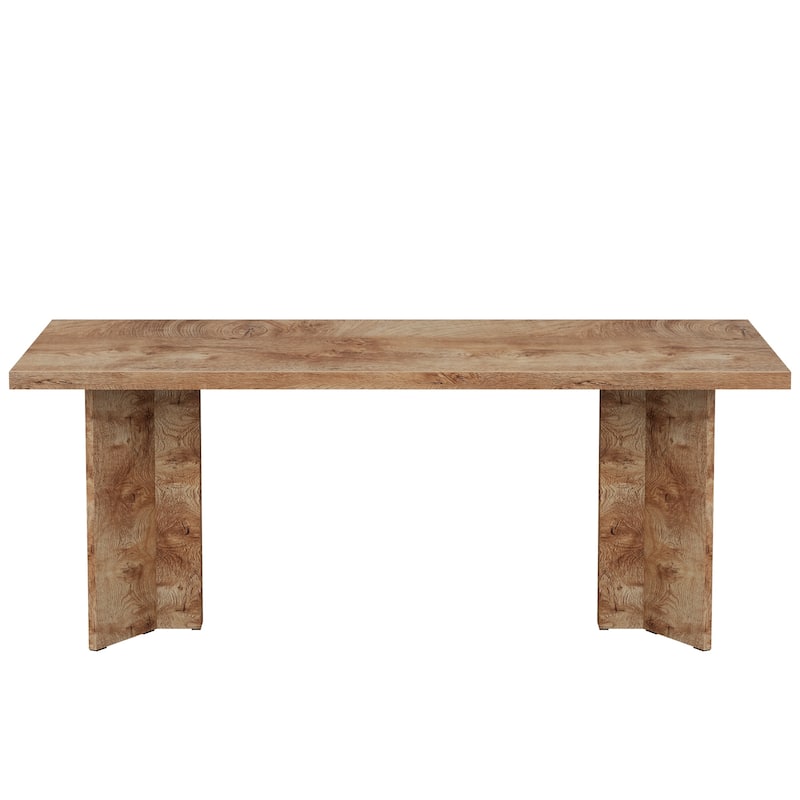 63" Farmhouse Dining Table Rustic Wood Dark Brown