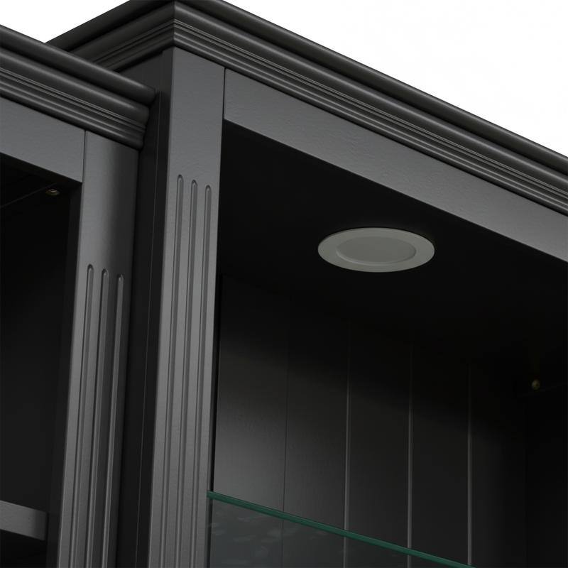 Farmhouse 3-Piece 78.75"Tall Bookcase Cabinet with and 4-Tier Display Shelf Adjustable LED Lighting