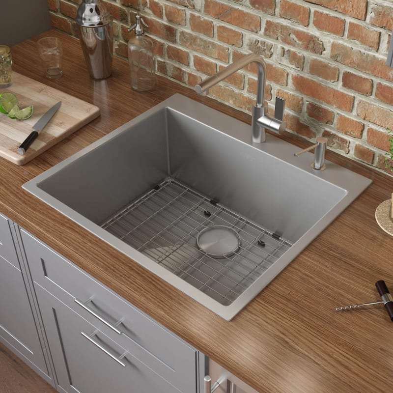 Ruvati 24 x 20 inch Drop-in 16 Gauge Stainless Steel Topmount Kitchen Sink Single Bowl - RVH8014