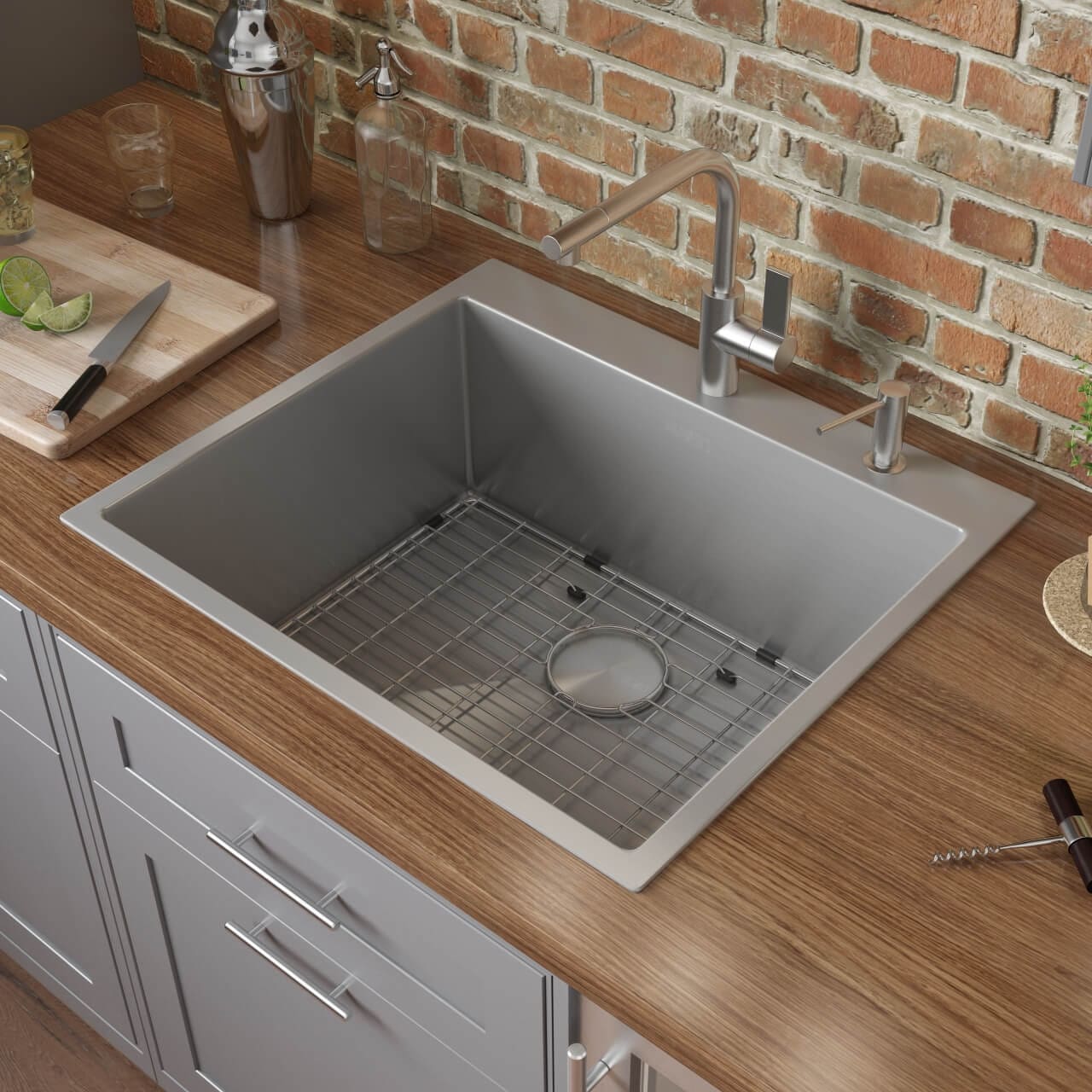 Ruvati 24 x 20 inch Drop-in 16 Gauge Stainless Steel Topmount Kitchen Sink Single Bowl - RVH8014 - Silver