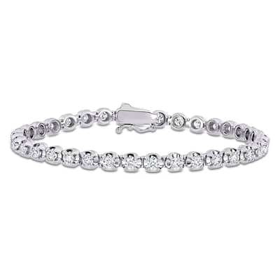 Miadora 3 1/2ct DEW Created Moissanite Tennis Bracelet in 14k White Gold