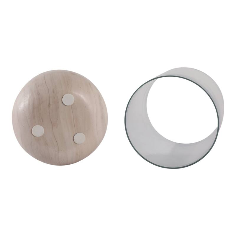 Glass Hurricane Lantern with Marble Base for Home Office - 13" Ivory - 8.25" x 8.25" x 13"