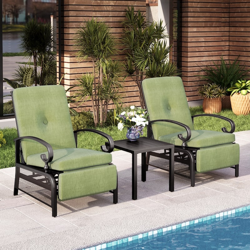 MAISON ARTS Adjustable Recliner Lounge Chair & Bistro Table Set - Perfect for Outdoor, Patio, Garden, and Porch