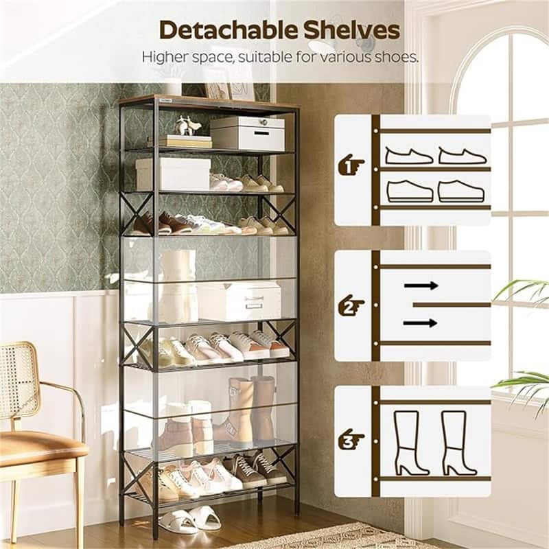 10 Tier Shoe Rack - 10.8"D x 27.8"W x 65.7"H