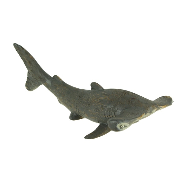 Distressed Grey Hand Carved Bamboo Root Hammerhead Statue Coastal Decor - 6.25 X 16 X 7.75 inches
