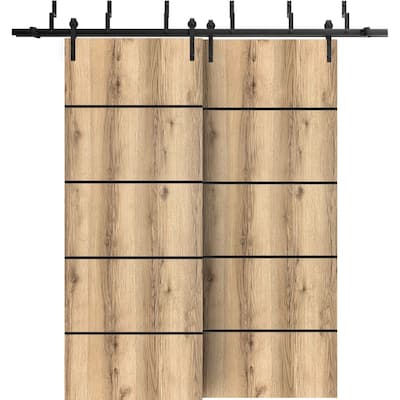 Barn Bypass Doors 72 x 80 Planum 0015 Oak with Sturdy 6.6ft
