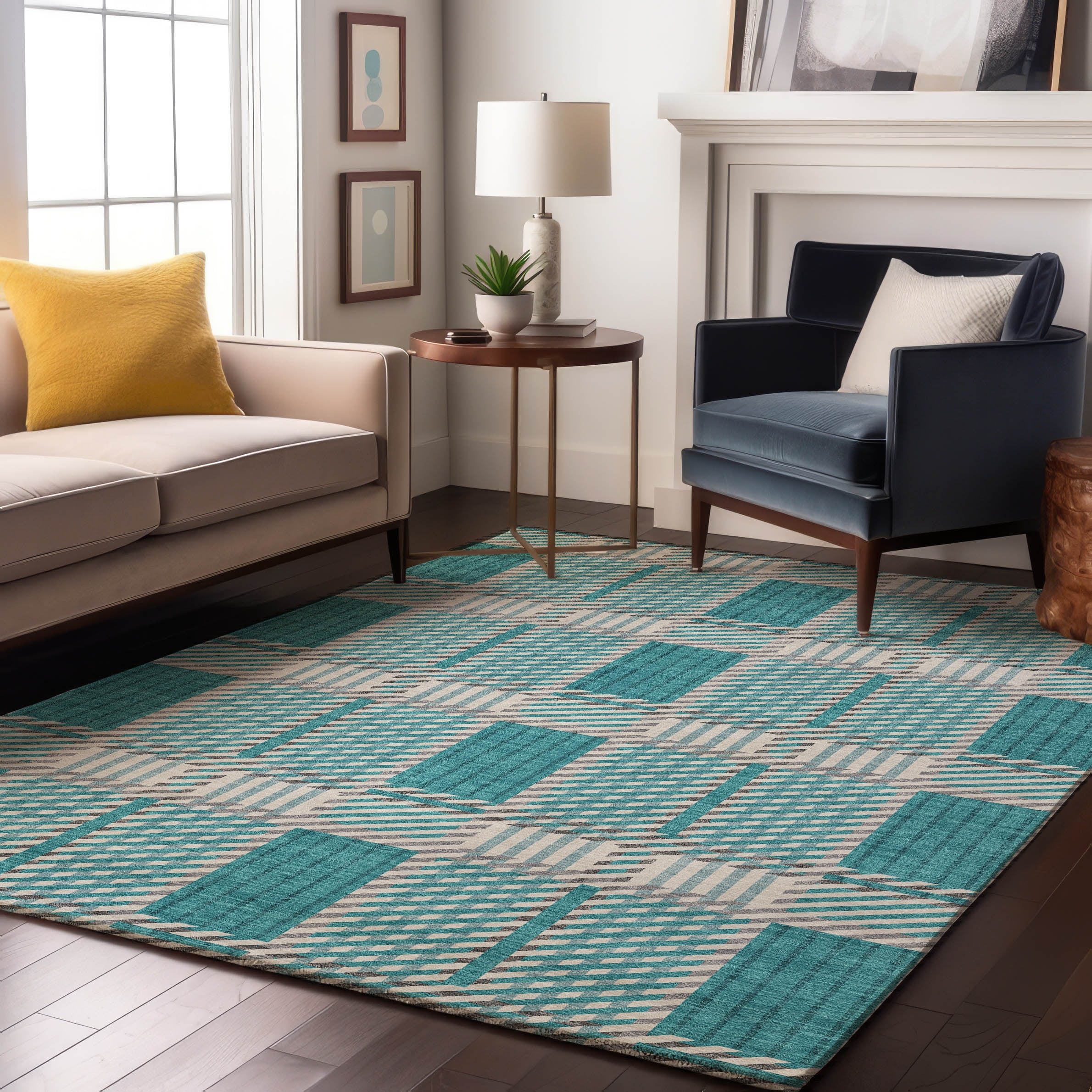 Premium Washable Super Soft Modern Plaid Mayfield Rug