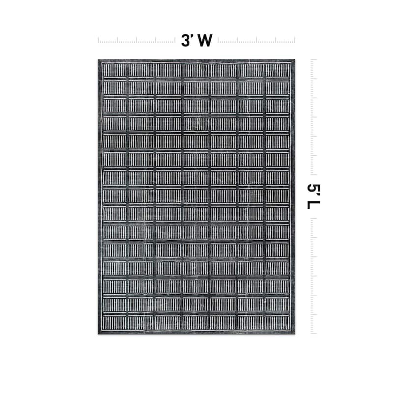 World Rug Gallery Bohemian Stripe Lines Washable Non Slip Area Rug