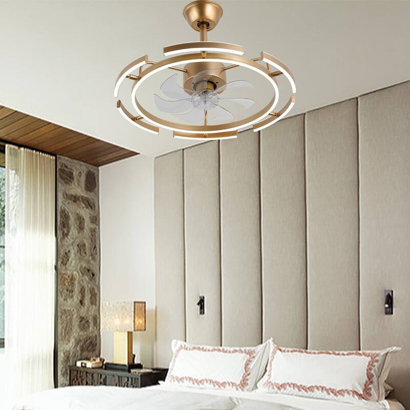 Oaks Aura DeClue 24in. 6 DIY-Shape Smart Ceiling Fan with Light,Cyberpunk Futuristic 6-Speed Quiet Ceiling Fan w/ Remote