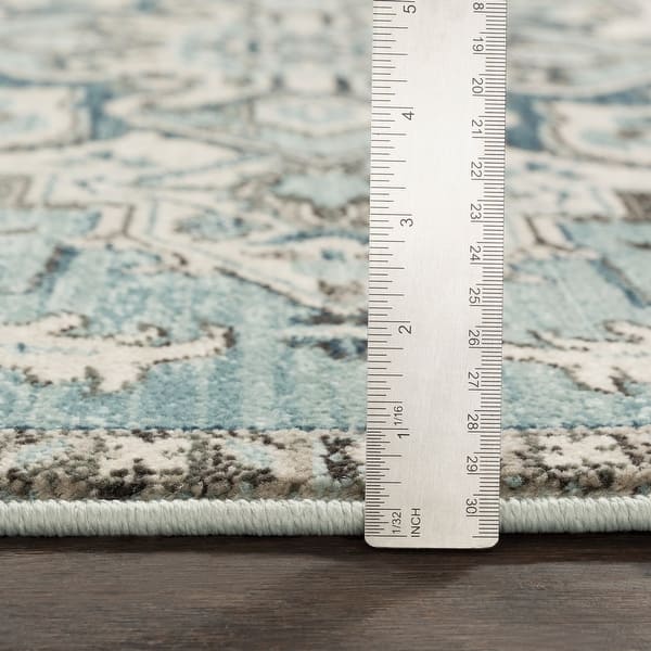 Arkaitz Teal & Ivory Updated Traditional Area Rug - 2' 6" x 7' 10"