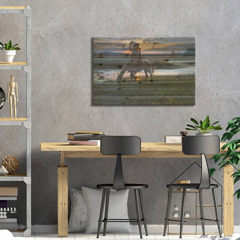 Summer Camp Sunrise Print On Wood by David Edward Kucera - Multi-Color