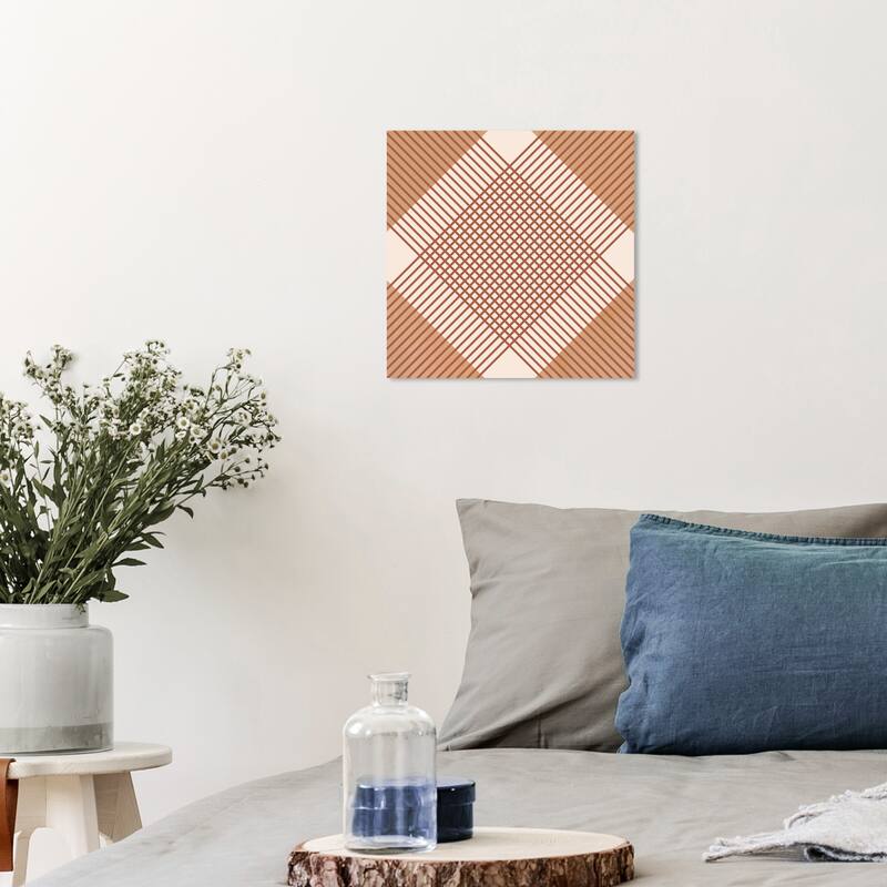 Wynwood Studio Canvas Abstract Sun Prints Notepad Brown and Cream White Modern & Contemporary Wall Art Canvas Print - 12 x 12