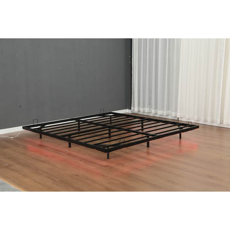 Queen Size Floating Bed Frame with LED Lights, Metal Platform Bed - Noise Free, No Box Spring Needed