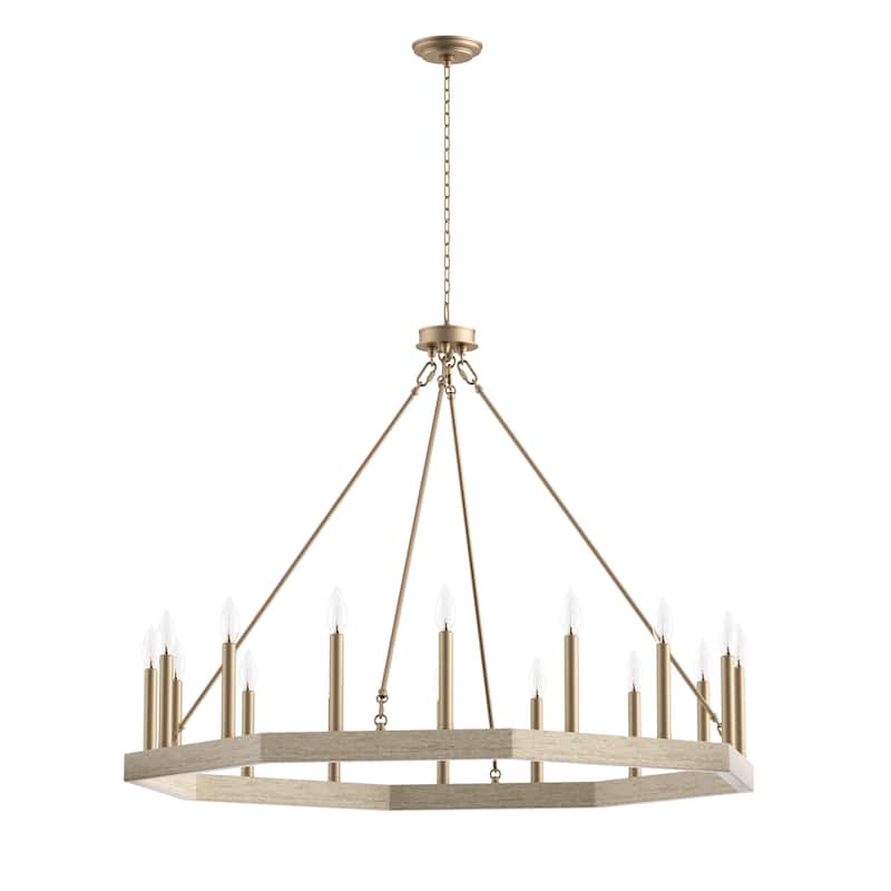 French Country 16-light Wagon Wheel Candle Chandelier with UL Certified - 40 inches