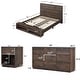 3 Pieces Walnut Bedroom Sets with Platform Bed, Nightstand and 9-Drawer ...