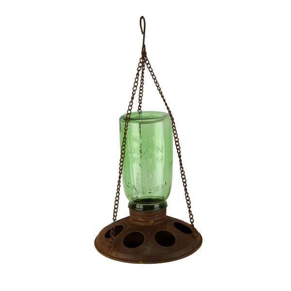 Shop Green Glass Mason Jar Rusty Metal Tray Round Hanging Wild