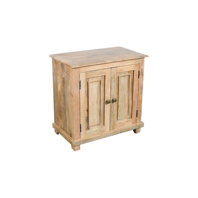 HomeRoots 28" Distressed Natural Solid Wood Nightstand With Storage