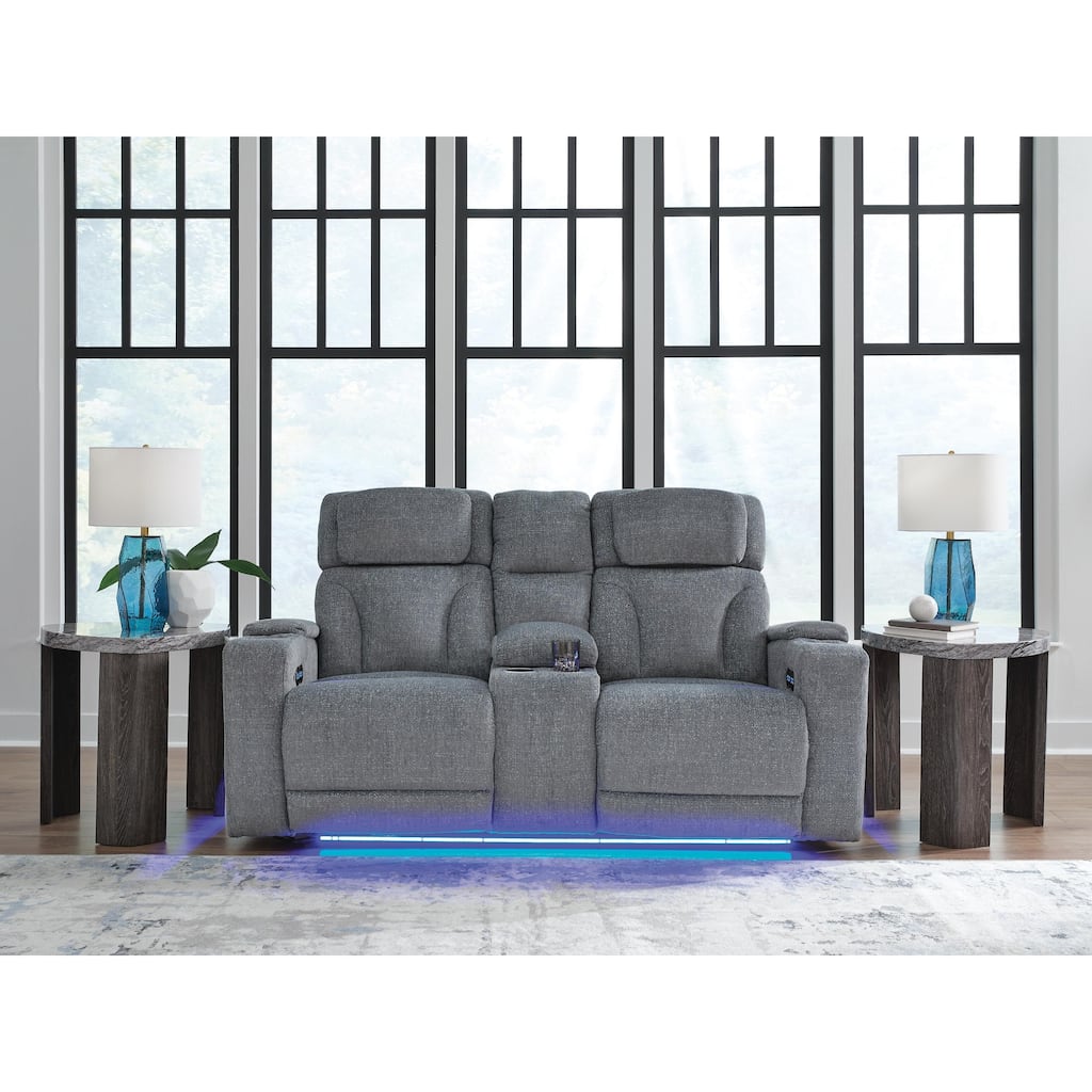 Signature Design by Ashley RiverTest Gray Power Reclining Loveseat with Console - 75"W x 40"D x 42"H