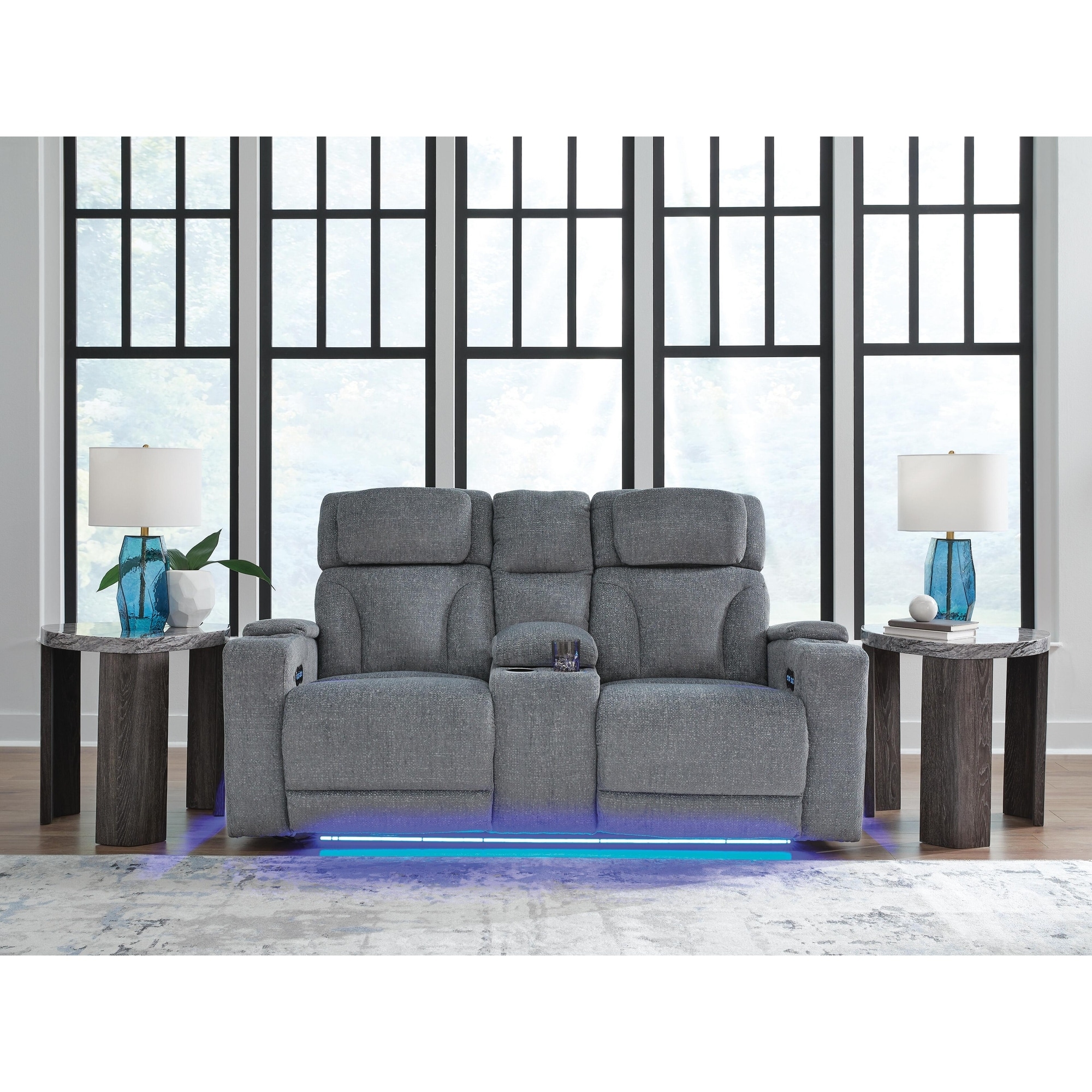 Signature Design by Ashley RiverTest Gray Power Reclining Loveseat with Console - 75"W x 40"D x 42"H