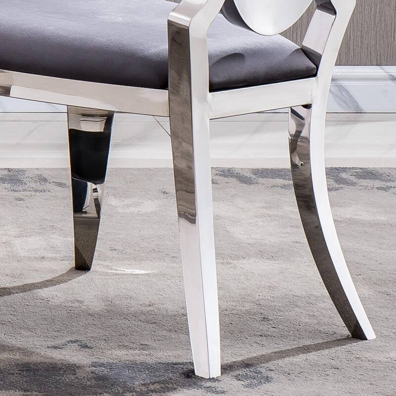Velvet Dining Chair with Oval Backrest