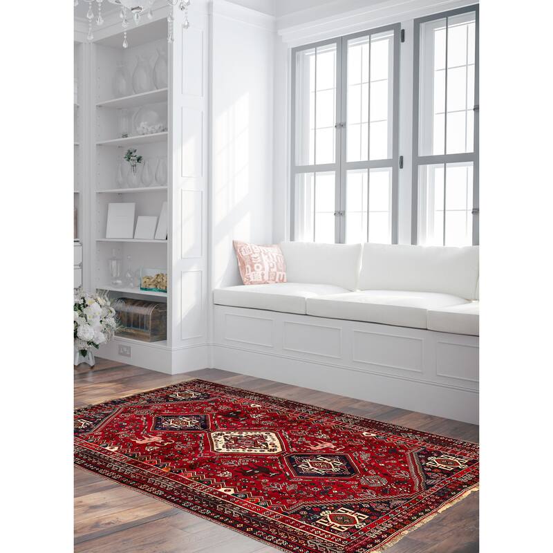 ECARPETGALLERY Hand-knotted Melis Vintage Red Wool Rug - 5'6 x 8'8