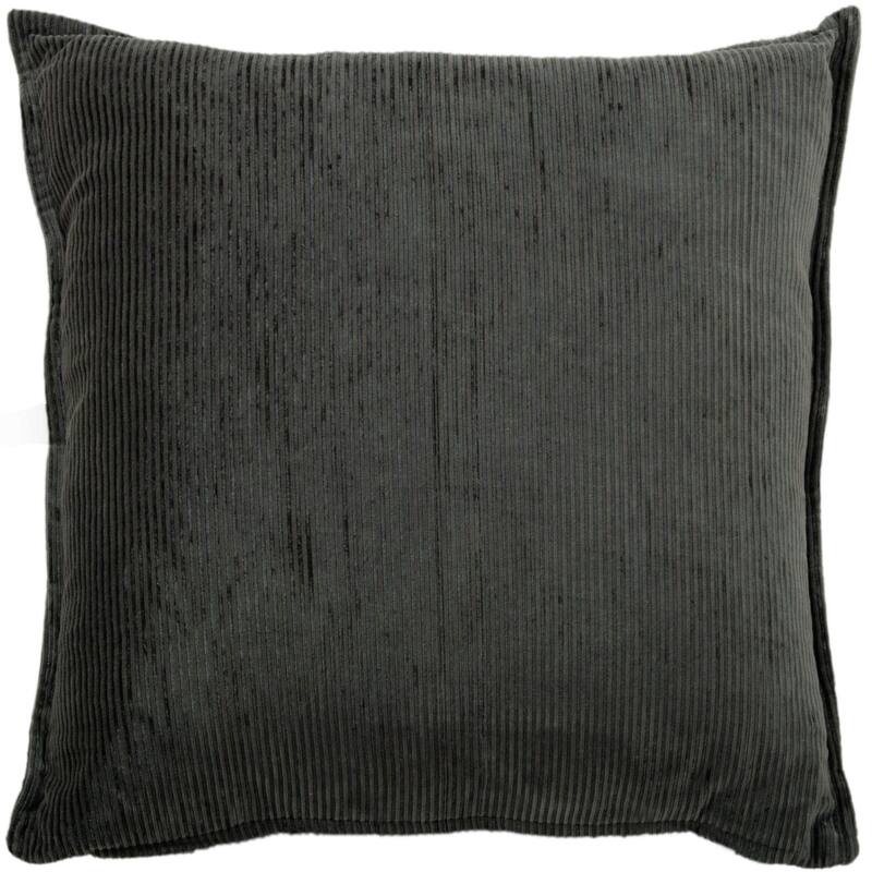 Rizzy Home Solid Velvet and Corduroy Throw Pillow - Accent - Down Alternative - Grey