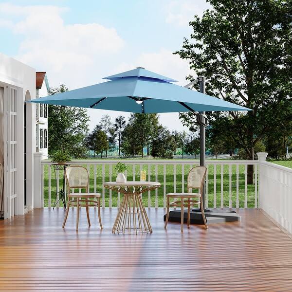1 2 patio umbrella with hook and lights Amazon.com : HOMSHADE 10ft Solar Offset Cantilever Experience the finest in outdoor and patio shading with this 10 ft Clihome 13ft Aluminum 2-Top Rectangular