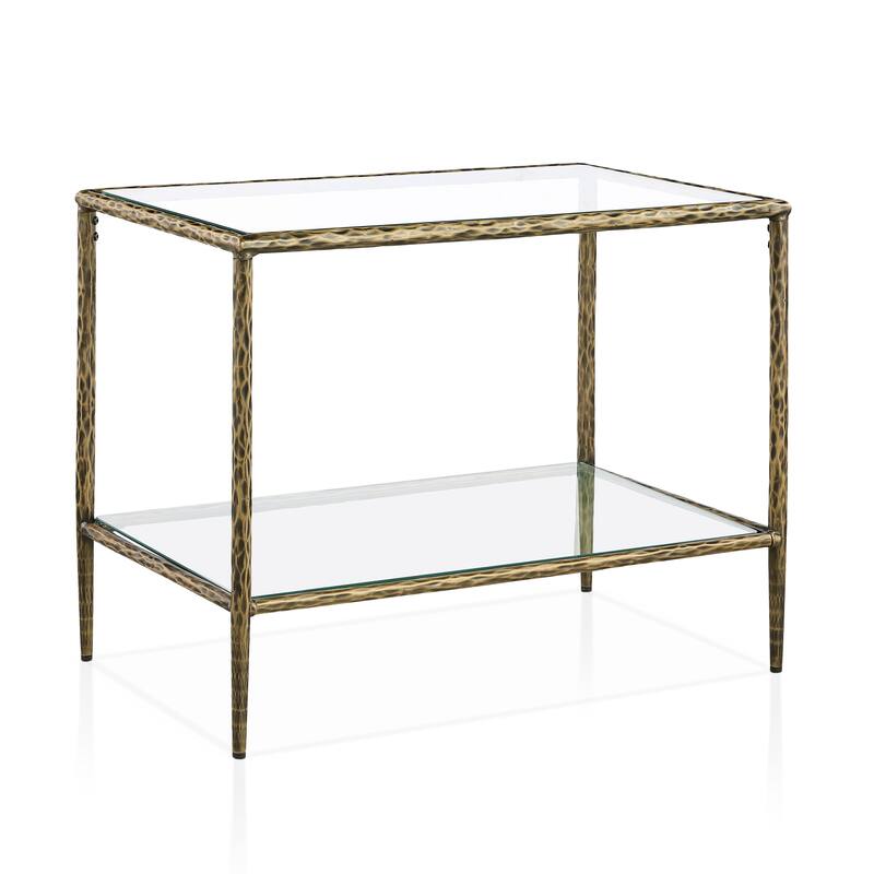 247 Shop At Home Lalia Modern Hammered Metal 1-Shelf End Table