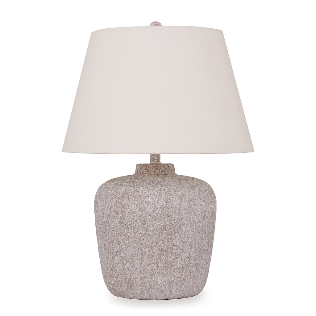 Rey Table Lamp, Empire Fabric Shade, 27 Inch Ivory Pot Metal Base