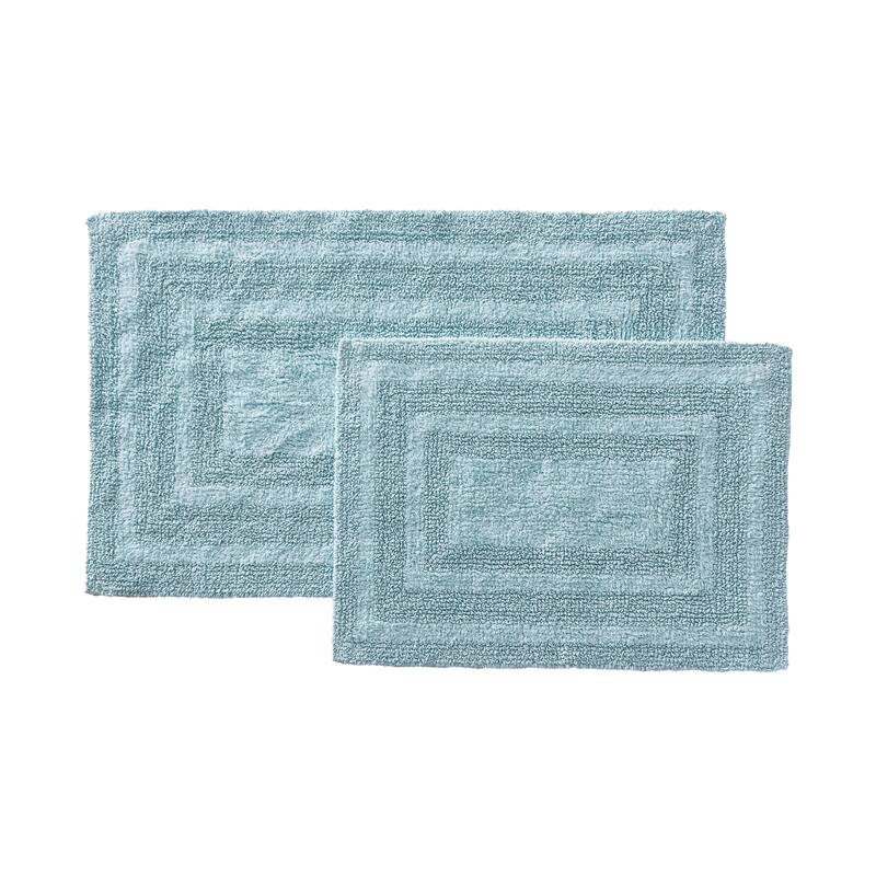 Eddie Bauer Logan Cotton 2 Piece Bath Rug Set - Turquoise