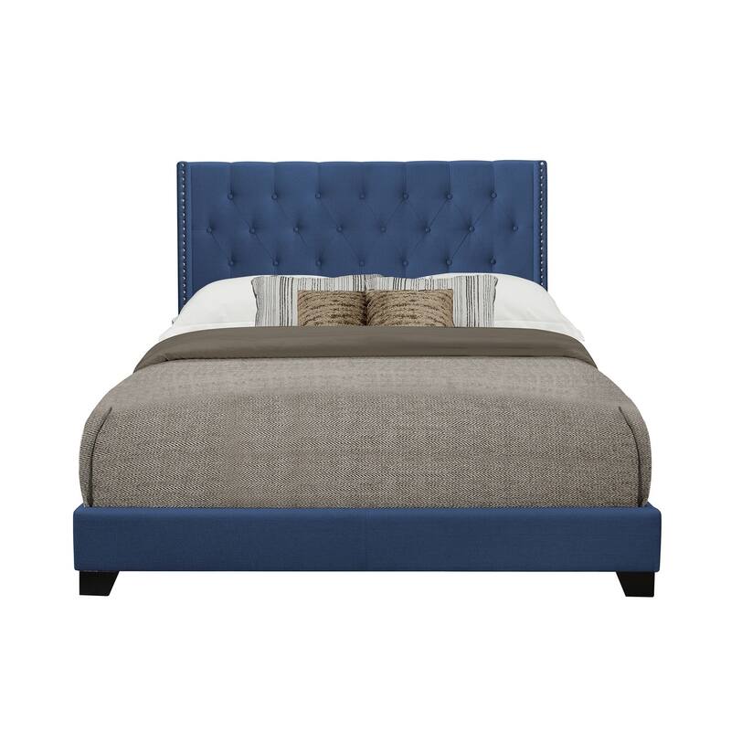 Morgan Blue Fabric Upholstered Tufted Bed - Full